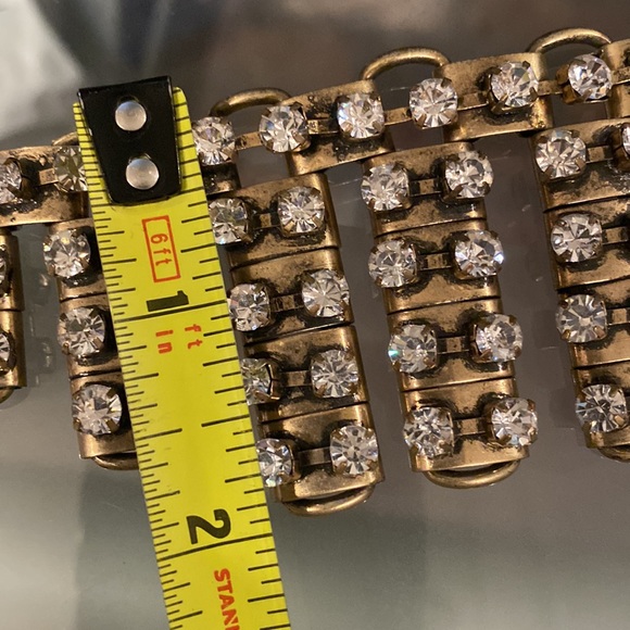 J CREW - necklace: gold tone w asymmetrical chunks & rhinestones throughout - Picture 7 of 16